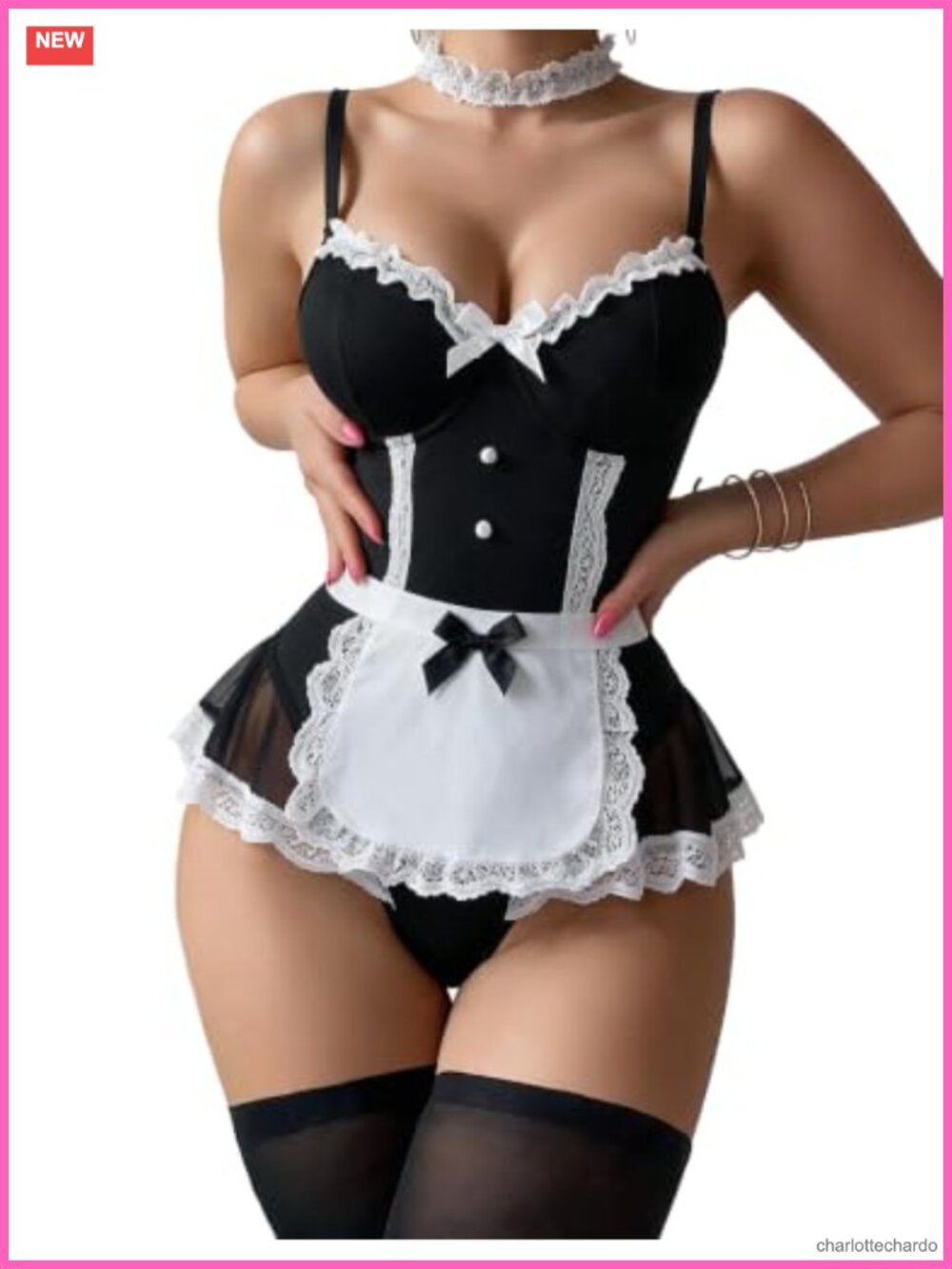 Avidlove Sexy Lingerie 3Pc Maid Outfit Cosplay Costume Halloween